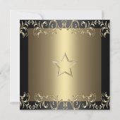 Gold & Black Star Sweet 16 Anniversaire Invitation (Dos)