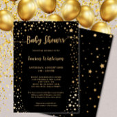 Gold Black Stars Baby shower Uitnodiging