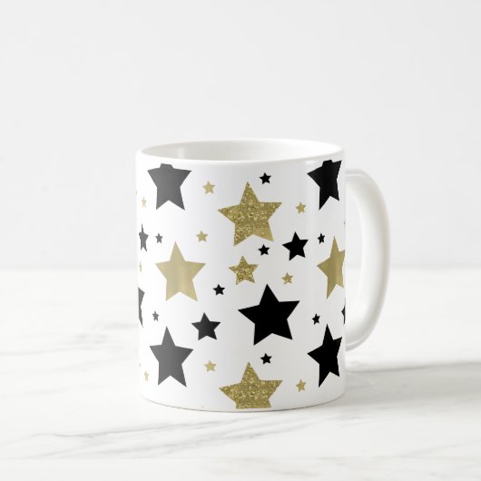 Gold Black Stars Koffiemok (Voorkant rechts)