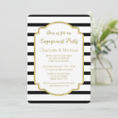 Gold Black Stripes Engagement Party Invitation (Debout devant)