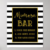 Gold Black Stripes Mimosa Bar Weddenschap Poster (Voorkant)
