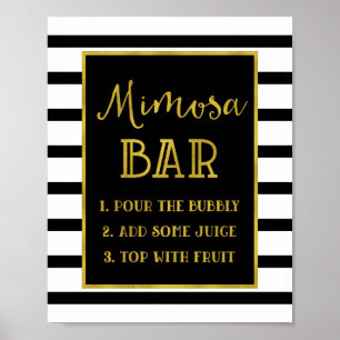 Gold Black Stripes Mimosa Bar Weddenschap Poster