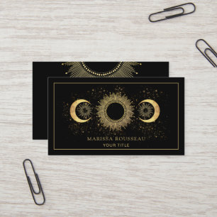 Gold Black Sun Moon Celestial Visitekaartje