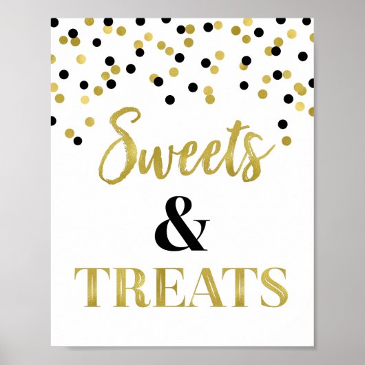 Gold Black Sweets & Treatment Dessert Table Poster (Voorkant)