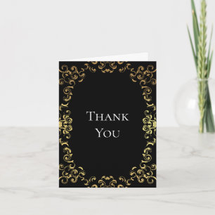 Gold & Black Swirl Gothic Wedding Bedankkaart