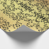 Gold & Black Swirl Gothic Wedding Cadeaupapier (Hoek)