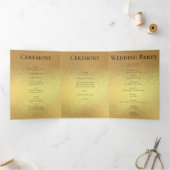 Gold & Black Swirl Gothic Wedding Drieluik Programma (Binnen)