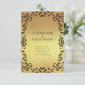 Gold & Black Swirl Gothic Wedding Kaart (Staand voorkant)