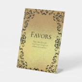 Gold & Black Swirl Gothic Wedding Reclamebord Met Voetstuk (Voorkant)