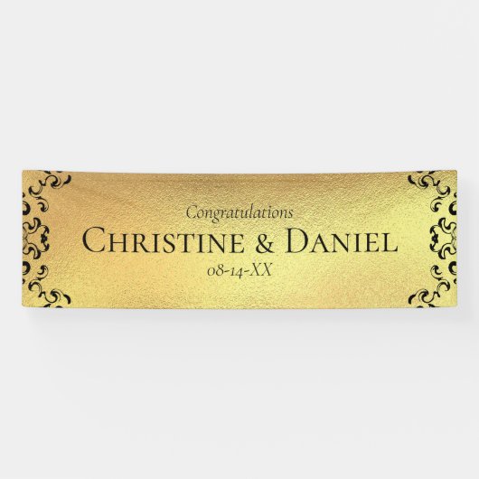 Gold & Black Swirl Gothic Wedding Spandoek (Horizontaal)