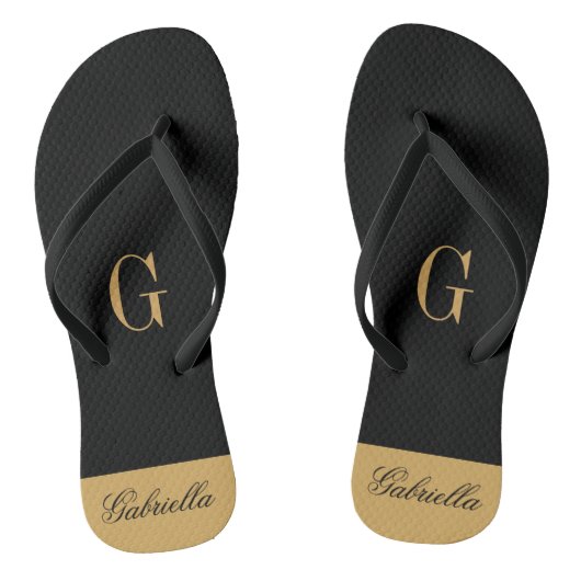 Gold Black Teenslippers (Voetbed)