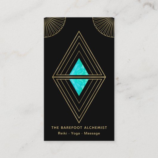 *~* Gold Black Triangles Alchemy Sacred Geometry Visitekaartje (Voorkant)