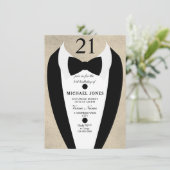 Gold Black Tuxedo Mens 21e Invitation de fête d'an (Debout devant)