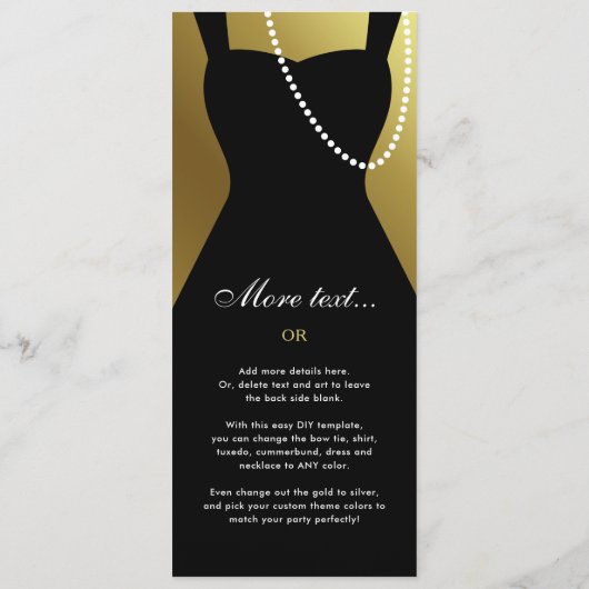 Gold & Black Tuxedo-menukaart, modern, formeel Menu (Achterkant)