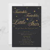 Gold Black Twinkle Stars Night Sky Baby shower Kaart (Voorkant)