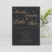 Gold Black Twinkle Stars Night Sky Baby shower Kaart (Staand voorkant)
