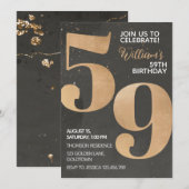Gold Black, uitnodiging van 59th Birthday (Voorkant / Achterkant)