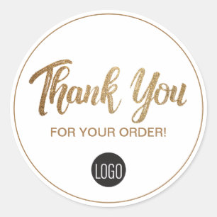 Gold Black Uw Logo hier Hartelijk dank voor uw bes Ronde Sticker