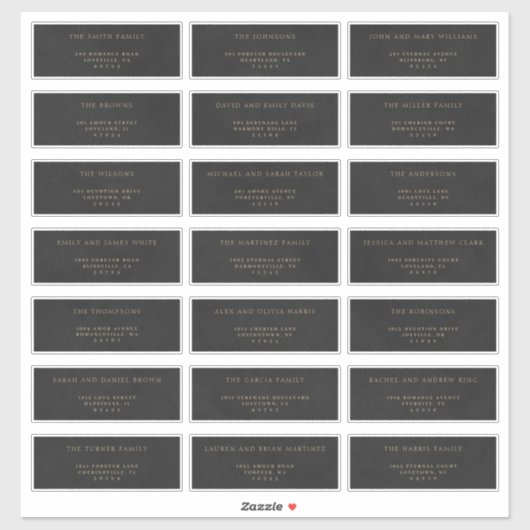 Gold & Black Velvet Imitation Étiquettes de adress (Feuille)