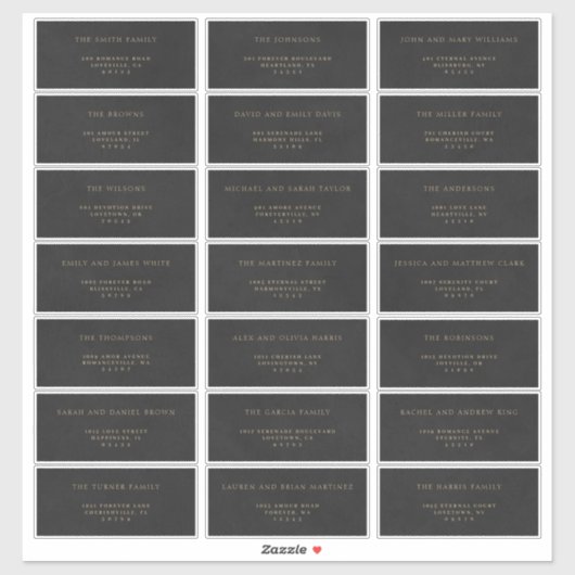 Gold & Black Velvet Imitation Étiquettes de adress (Feuille)