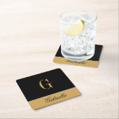 Gold Black Vierkante Kartonnen Onderzetter (Insitu)