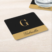 Gold Black Vierkante Kartonnen Onderzetter (Schuin)