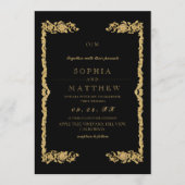 Gold Black Wedding Photo Invitation (Devant)