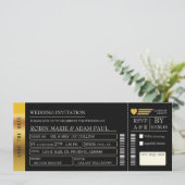 Gold & Black Wedding Ticket uitnodiging (Staand voorkant)