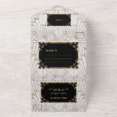 Gold Black White Art Deco Great Gatsby Wedding All In One Uitnodiging (Buitenkant)