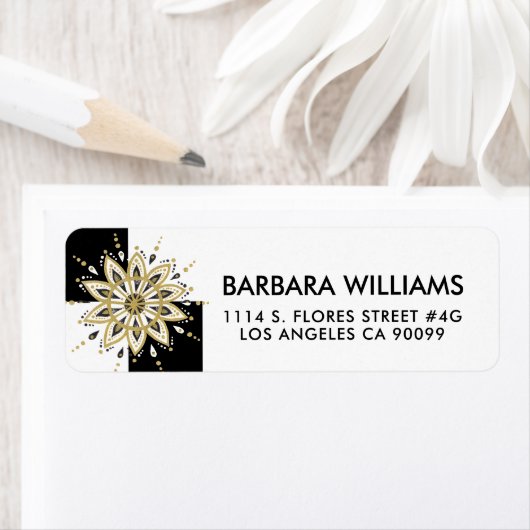 Gold Black & White Circle Mandala Etiket (Insitu)