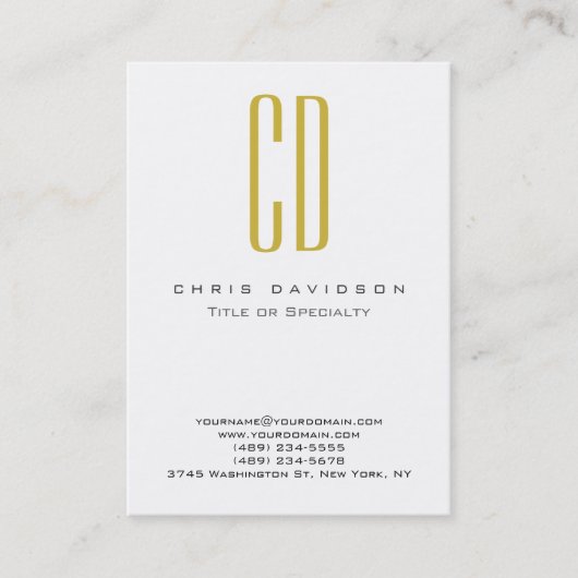 Gold Black White Color Monogram Visitekaartje (Voorkant)