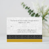 Gold Black & White Damask Wedding RSVP Reply Cards (Staand voorkant)