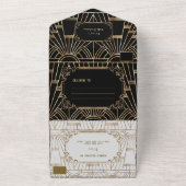 Gold Black White Great Gatsby Art Deco Birthday All In One Uitnodiging (Buitenkant)