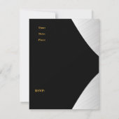 Gold Black White Invitation 50e fête d'anniversair (Dos)