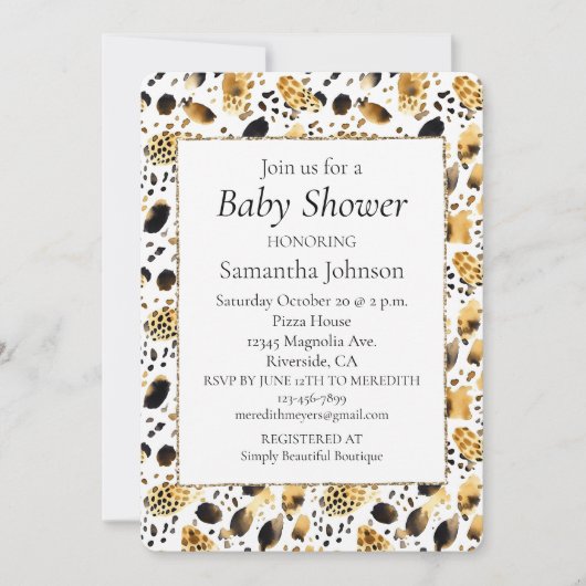 Gold Black White leopard Print Kaart (Voorkant)