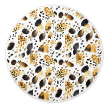 Gold Black White leopard Print