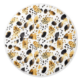 Gold Black White leopard Print Keramische Knop