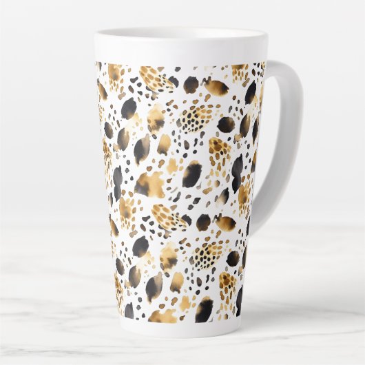 Gold Black White leopard Print Latte Mok (Rechterhoek)
