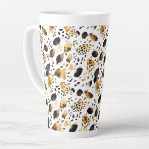 Gold Black White leopard Print Latte Mok