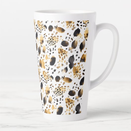 Gold Black White leopard Print Latte Mok (Rechts)