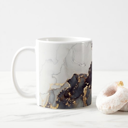 Gold Black White Marble  Koffiemok (Met donut)