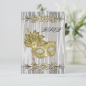 Gold Black White Masquerade Party RSVP (Debout devant)