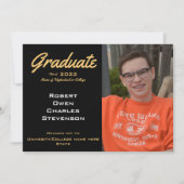 Gold Black White Photo Faire-part de graduation (Devant)
