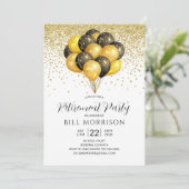 Gold Black White Retraite Invitation Carte postale (Debout devant)