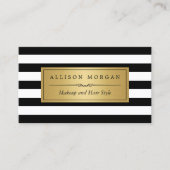Gold Black White Stripes Herinneringskaart Afsprakenkaartje (Voorkant)
