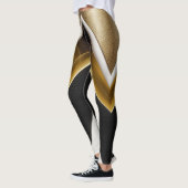 Gold Black White Waves Leggings femmes (Gauche)