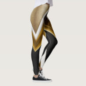 Gold Black White Waves Leggings femmes (Droite)