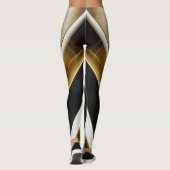 Gold Black White Waves Vrouwen Leggings (Achterkant)