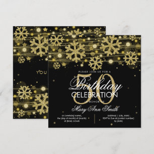 Gold Black Winter Glitter Glam 50th Birthday Kaart