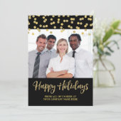 Gold Black Zakelijke Kerstkaart Confetti (Staand voorkant)